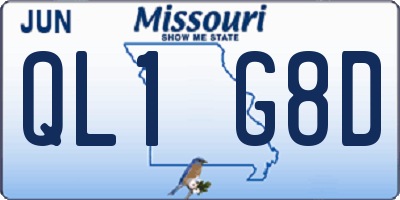 MO license plate QL1G8D