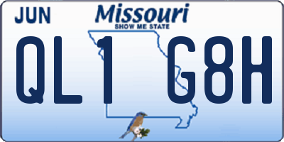 MO license plate QL1G8H