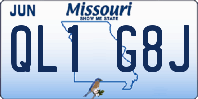 MO license plate QL1G8J