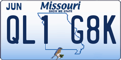 MO license plate QL1G8K