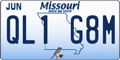 MO license plate QL1G8M