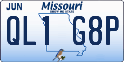 MO license plate QL1G8P