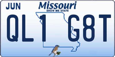 MO license plate QL1G8T