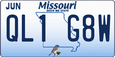 MO license plate QL1G8W