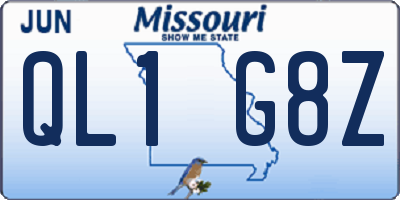 MO license plate QL1G8Z