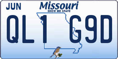MO license plate QL1G9D