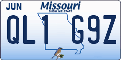 MO license plate QL1G9Z