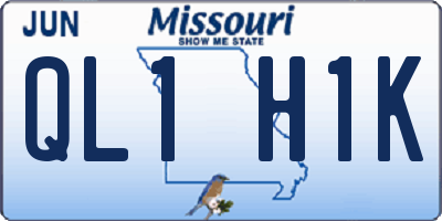 MO license plate QL1H1K