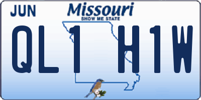 MO license plate QL1H1W