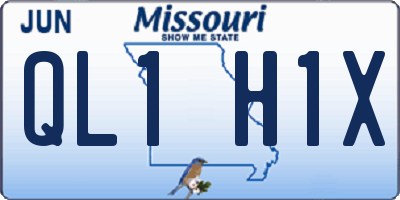 MO license plate QL1H1X