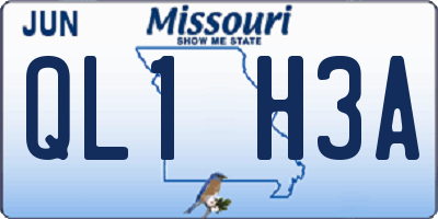 MO license plate QL1H3A