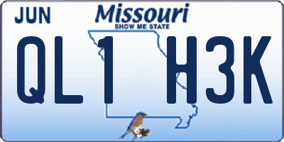 MO license plate QL1H3K
