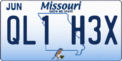 MO license plate QL1H3X