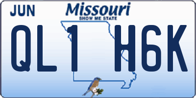MO license plate QL1H6K
