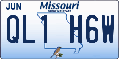 MO license plate QL1H6W