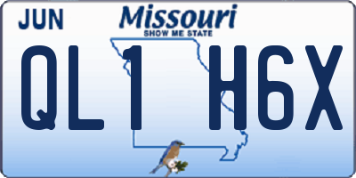 MO license plate QL1H6X