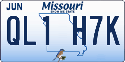 MO license plate QL1H7K
