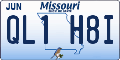 MO license plate QL1H8I