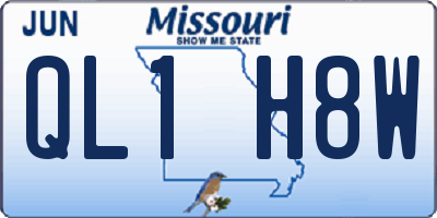 MO license plate QL1H8W