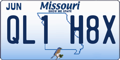 MO license plate QL1H8X