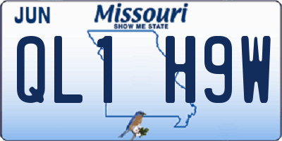 MO license plate QL1H9W