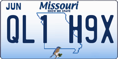 MO license plate QL1H9X