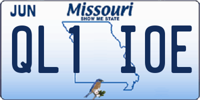 MO license plate QL1I0E