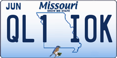 MO license plate QL1I0K