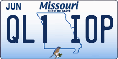 MO license plate QL1I0P