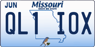 MO license plate QL1I0X