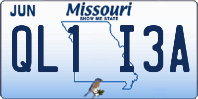 MO license plate QL1I3A