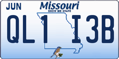 MO license plate QL1I3B