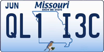 MO license plate QL1I3C