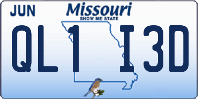 MO license plate QL1I3D