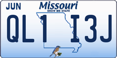 MO license plate QL1I3J