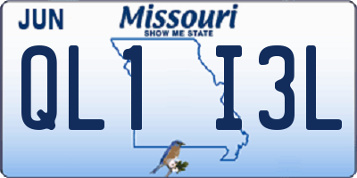MO license plate QL1I3L