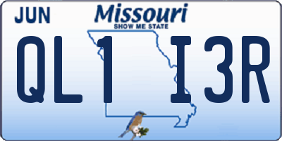 MO license plate QL1I3R
