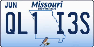 MO license plate QL1I3S