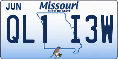 MO license plate QL1I3W