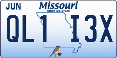 MO license plate QL1I3X