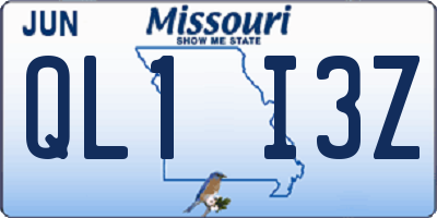 MO license plate QL1I3Z