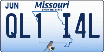 MO license plate QL1I4L