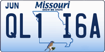 MO license plate QL1I6A