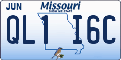 MO license plate QL1I6C