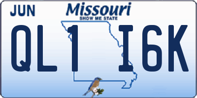 MO license plate QL1I6K