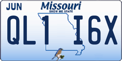 MO license plate QL1I6X