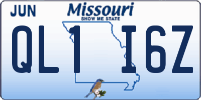 MO license plate QL1I6Z