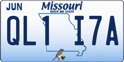 MO license plate QL1I7A