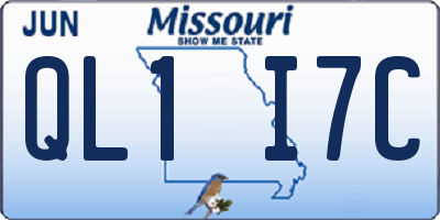 MO license plate QL1I7C