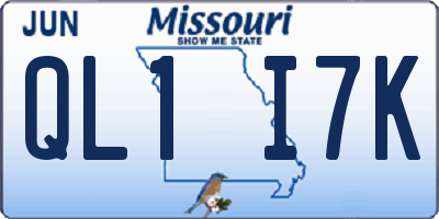 MO license plate QL1I7K